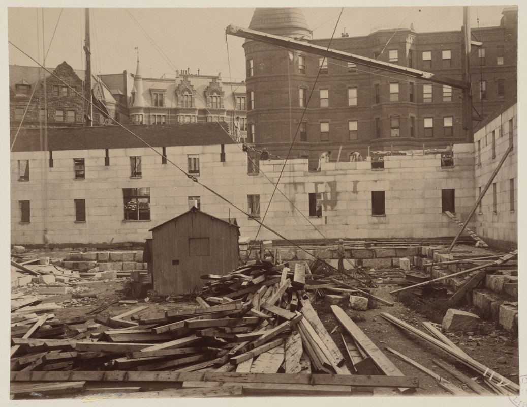 South wall of the Courtyard, construction of the McKim Building