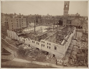 View of the site from the S.S. Pierce Building, construction of the McKim Building