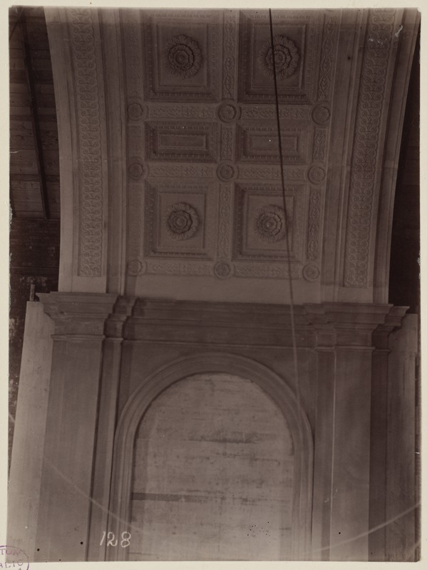 Mock-up of Bates Hall ceiling, construction of the McKim Building