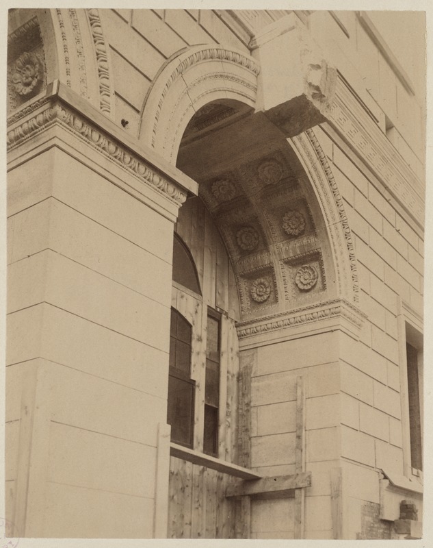 Soffit of a Dartmouth Street entrance arch, construction of the McKim Building