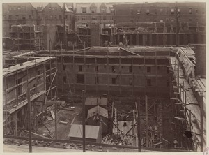 Laying brick Courtyard, Blagden Street wall, construction of McKim Building