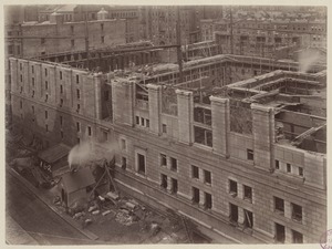 View from S.S. Pierce Building, Blagden Street side, construction of the McKim Building