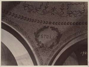 Section of mosaic ceiling in entrance hall, construction of the McKim Building