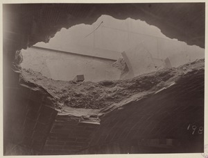 Hole in tile arch, seen from below, construction of McKim Building