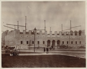 General view of the Facade taken from front of the Museum of Fine Arts, construction of the McKim Building