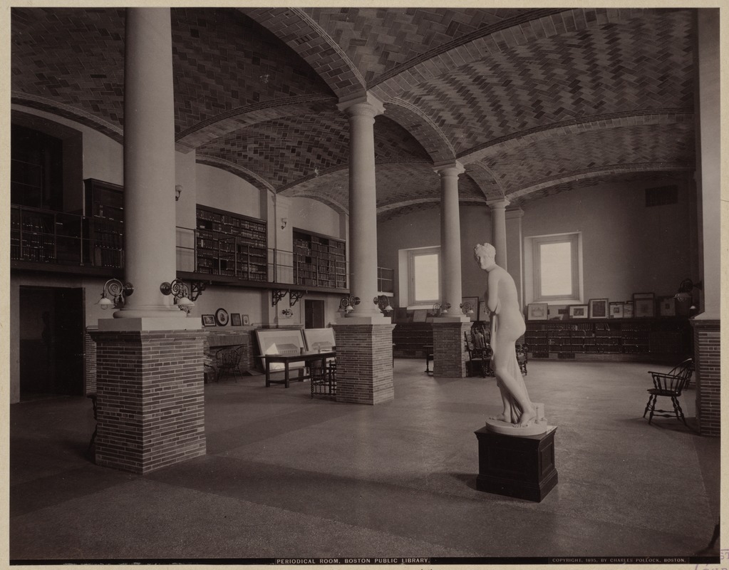 Periodical room, partially furnished, construction of the McKim Building