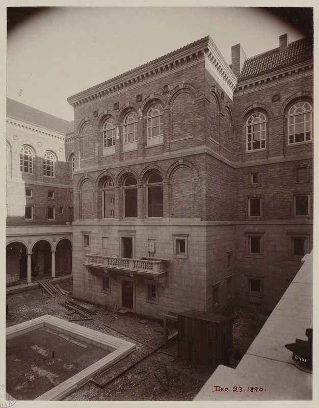 East wall of Courtyard, construction of the McKim Building