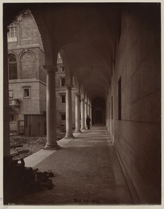 South wall of Courtyard showing length of arched walkway, construction of the McKim Building