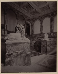 Saint-Gaudens lions from first landing of Grand Staircase, construction of the McKim Building
