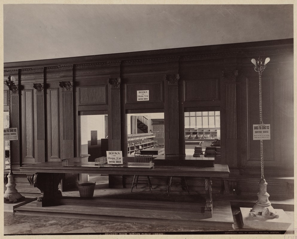 Book delivery room, Bates Hall, construction of the McKim Building