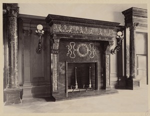 Marble mantlepiece, delivery room, construction of the McKim Building