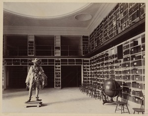 Barton Room with statue of Sir Harry Vane, construction of the McKim Building