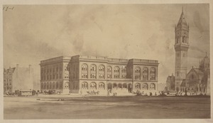 Architect's rendering of alternative design for Boston Public Library