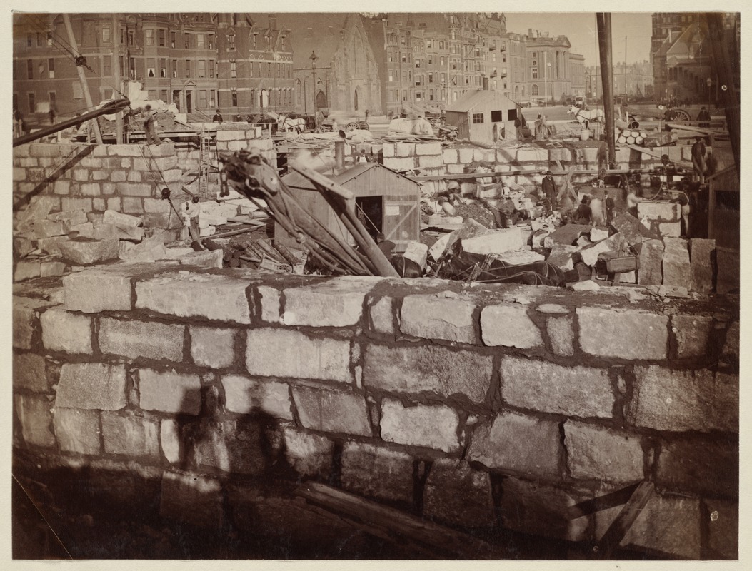 Foundation at back of site, construction of the McKim Building