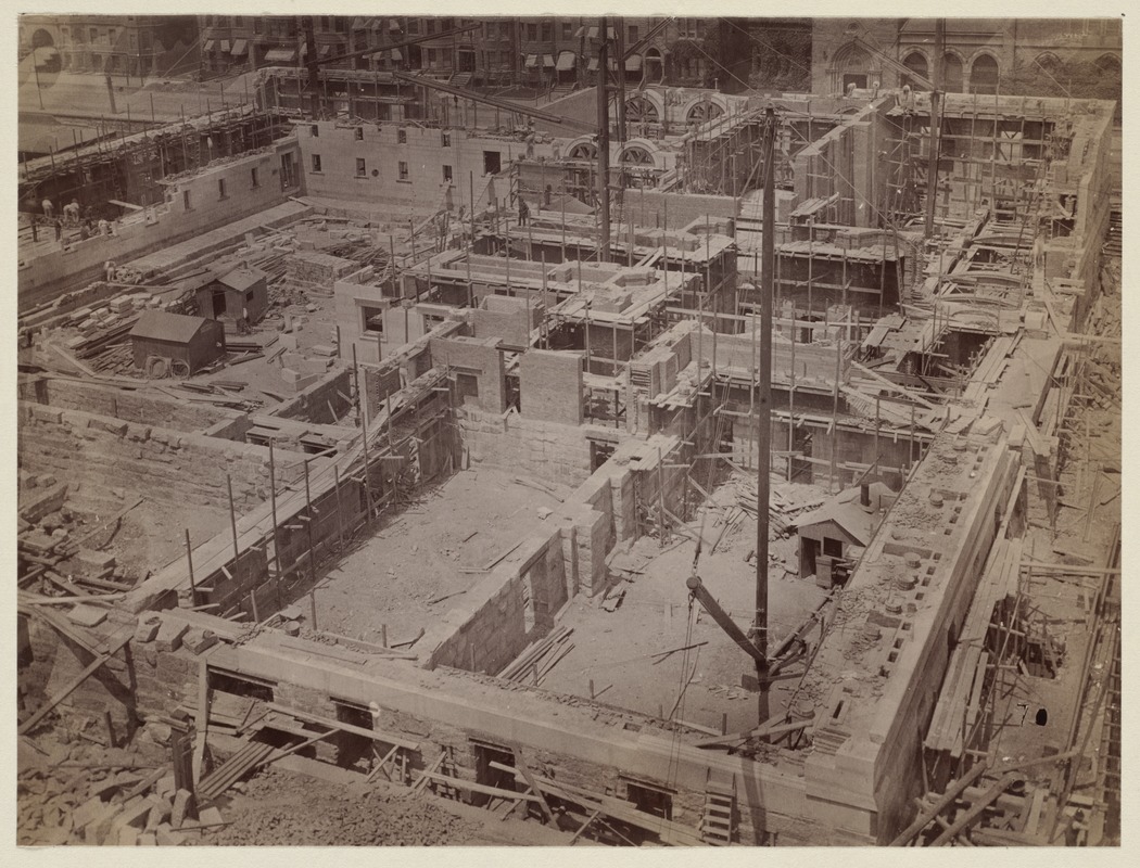 View of site from S.S. Pierce Building, construction of the McKim Building