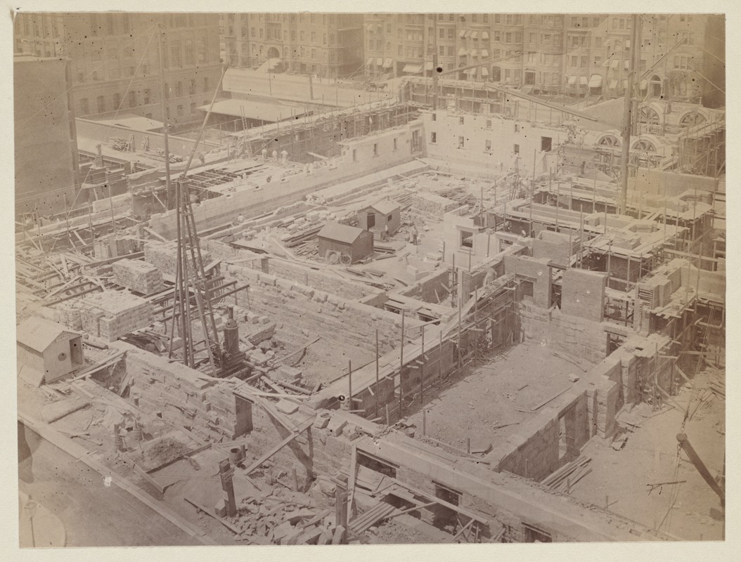 View of site from S.S. Pierce Building, construction of the McKim Building