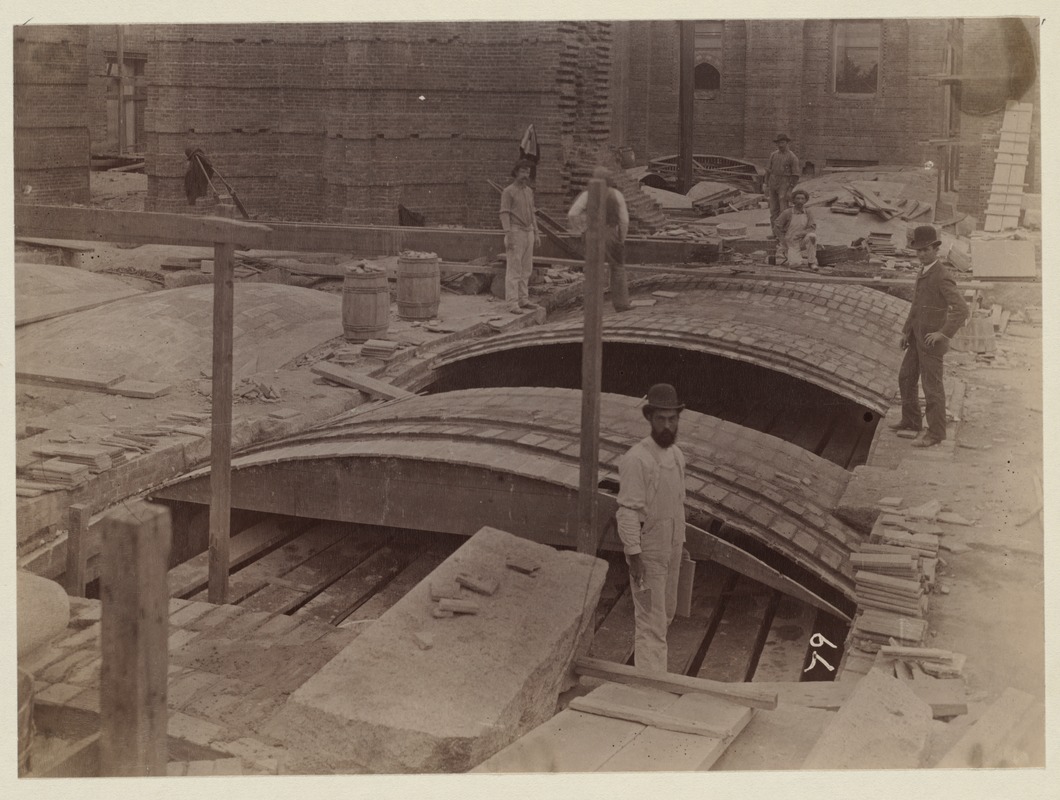 Guastavino tile vaults under entrance vestibule, construction of the McKim Building