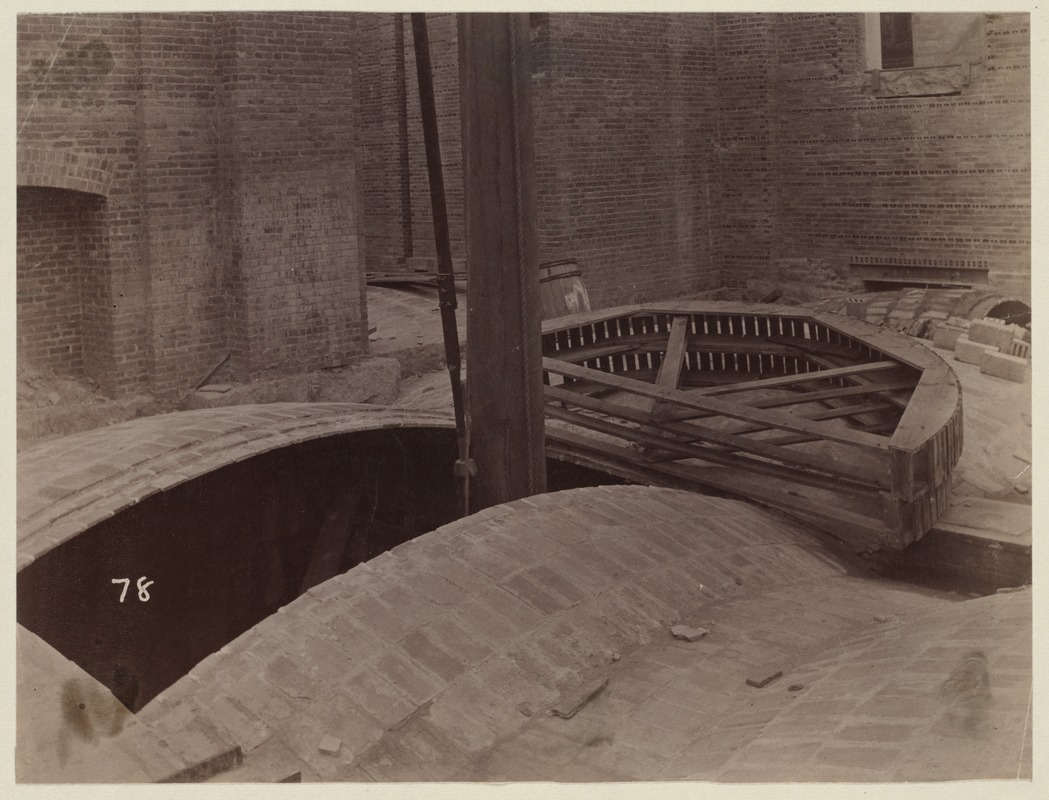 Guastavino tile vaults in corner room at Boylston and Dartmouth Streets, construction of the McKim Building