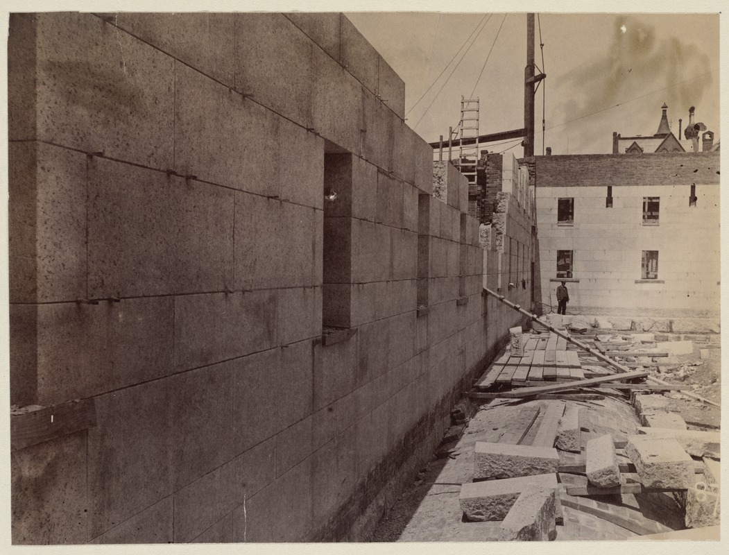 West wall of Courtyard, construction of the McKim Building