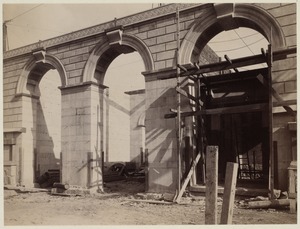 Boylston Street Entrance arches, construction of the McKim Building