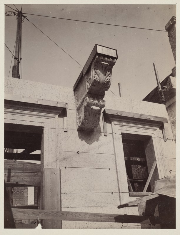 Bracket for balcony on East wall of Courtyard, construction of the McKim Building