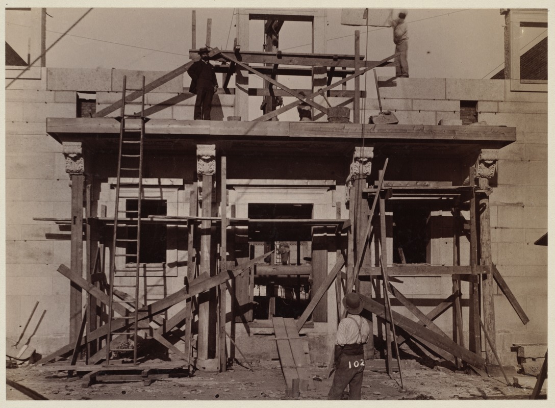 Scaffolding for the Courtyard balcony, construction of the McKim Building