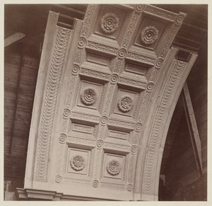 Mock-up of Bates Hall ceiling in stacks, construction of the McKim Building