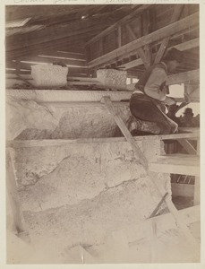 Interior of cutting shed at Quarry, construction of the McKim Building
