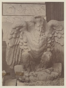 Eagle carving for main entrance keystone, construction of the McKim Building