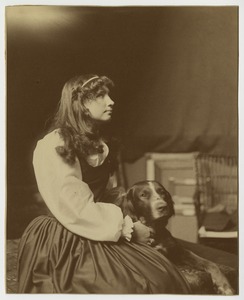 Helen Keller as an Adolescent, Sitting With Her Dog