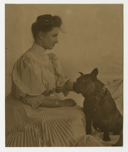 Helen Keller with a Dog