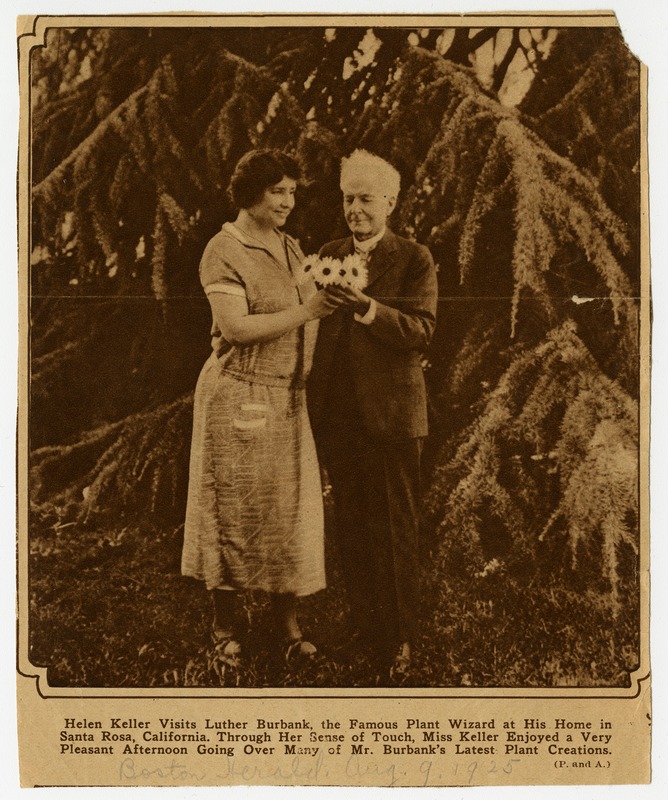 Helen Keller with Luther Burbank, the Famous Plant Wizard