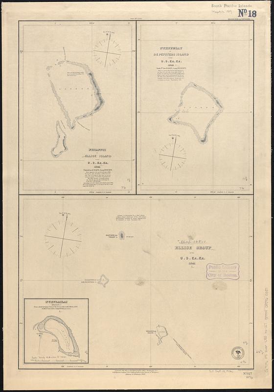 Funafuti or Ellice Island ; Nukufetau or De Peysters Island ; Ellice Group ; Nukulailai (Mitchell I.) from a sketch by Captain Peters of the German mercantile marine, 1876