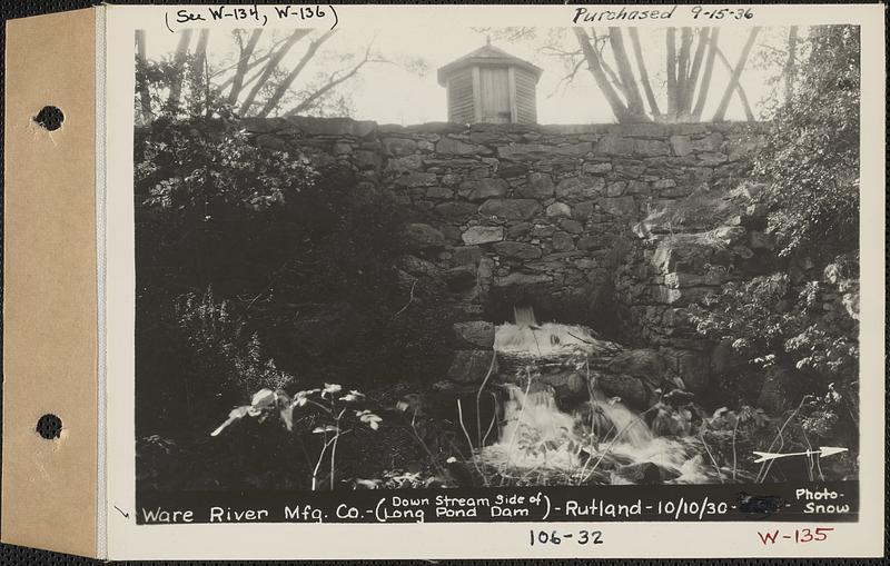 Ware River Manufacturing Co., Long Pond dam, Rutland, Mass., Oct. 10, 1930