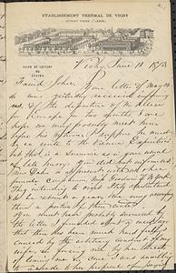 Letter from Thomas F. Cordis to John D. Long, June 11, 1873