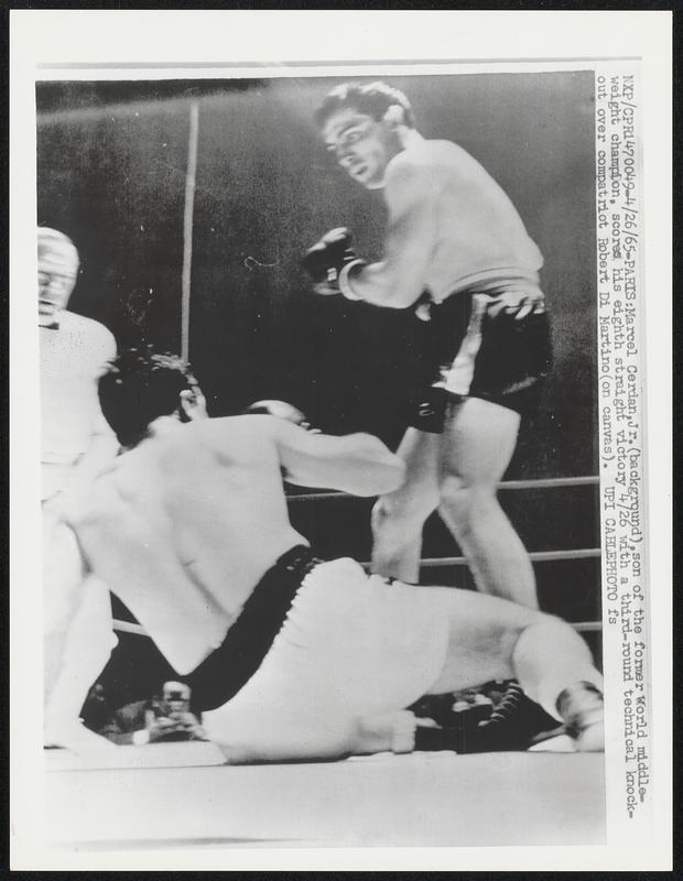Marcel Cerdan, Jr. (background), son of the former World middle-weight ...
