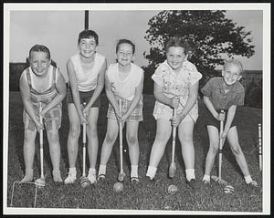 Interrupted Croquet Game In The Pens. L.R. Jamie Steiner - 91/2. Sandra Lyle - 101/2. Rita Lyle - 9. Judith Quinn - 9. Catherine Stack - 9. All of Boston.