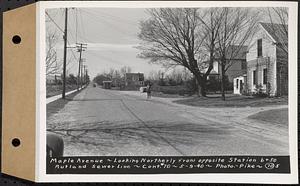 Contract No. 70, WPA Sewer Construction, Rutland, Maple Avenue, looking northerly from opposite Sta. 6+50, Rutland Sewer Line, Rutland, Mass., May 9, 1940