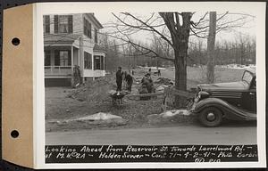 Contract No. 71, WPA Sewer Construction, Holden, looking ahead from Reservoir Street towards Laurelwood Road at manhole 2A, Holden Sewer, Holden, Mass., Apr. 2, 1941