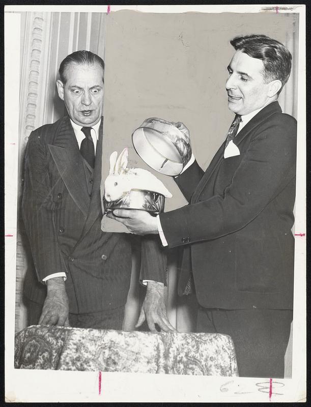 At left Herman Hanson, for years the stage manager of Magician Thurston ...