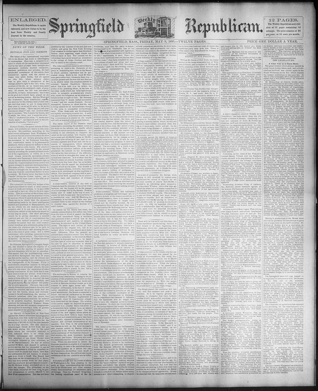 Springfield Weekly Republican. May 09, 1890 - Digital Commonwealth