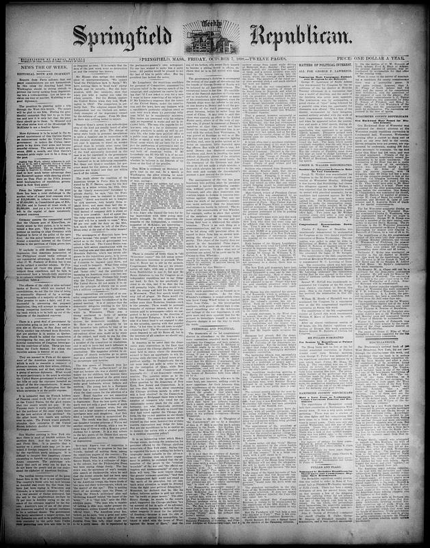 Springfield Weekly Republican. October 07, 1898 - Digital Commonwealth