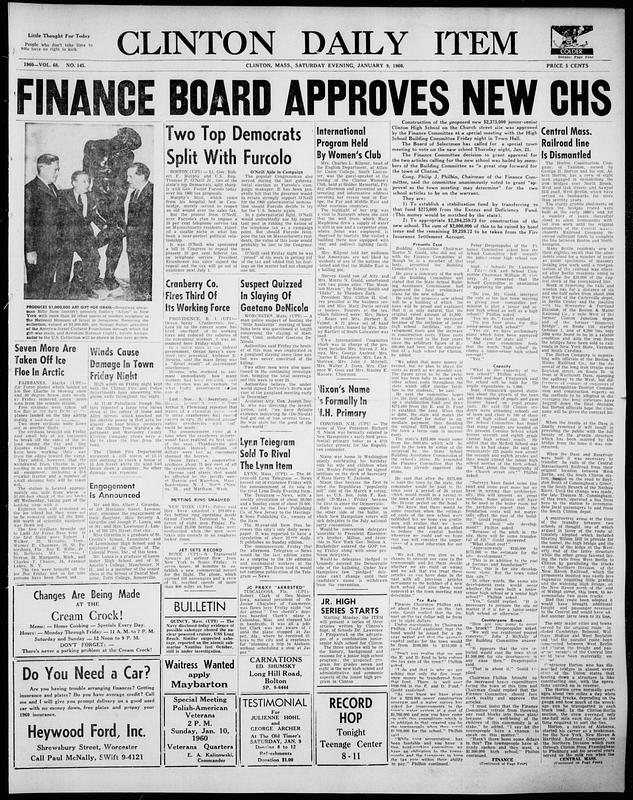 Clinton Daily Item. January 09, 1960 - Digital Commonwealth