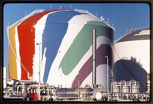 Boston - 1985: Boston Gas gas tanks in the Dorchester section of the city
