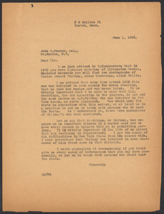 Sacco-Vanzetti Case Records, 1920-1928. Defense Papers. Correspondence of Fred H. Moore to Connor, John C. June 1, 1922. Box 10, Folder 10, Harvard Law School Library, Historical & Special Collections