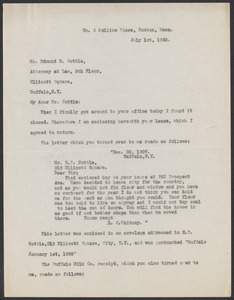 Sacco-Vanzetti Case Records, 1920-1928. Defense Papers. Correspondence of Fred H. Moore to Cottle, Edmund P., July 1, 1922. Box 10, Folder 13, Harvard Law School Library, Historical & Special Collections