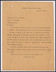 Sacco-Vanzetti Case Records, 1920-1928. Defense Papers. Correspondence of Fred H. Moore to Department of the Interior, June 28, 1922. Box 10, Folder 14, Harvard Law School Library, Historical & Special Collections