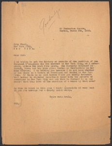 Sacco-Vanzetti Case Records, 1920-1928. Defense Papers. Correspondence of Fred H. Moore to New York City Clerk, March 6, 1922. Box 10, Folder 25, Harvard Law School Library, Historical & Special Collections