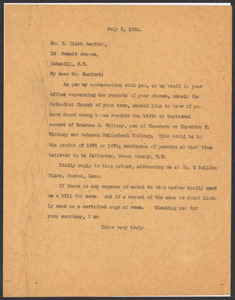 Sacco-Vanzetti Case Records, 1920-1928. Defense Papers. Correspondence of Fred H. Moore to Sanford, B. Clark, July 2, 1922. Box 10, Folder 38, Harvard Law School Library, Historical & Special Collections