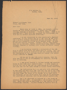 Sacco-Vanzetti Case Records, 1920-1928. Defense Papers. Correspondence of Fred H. Moore to Spence, Harold D.L., June 13, 1922. Box 10, Folder 40, Harvard Law School Library, Historical & Special Collections